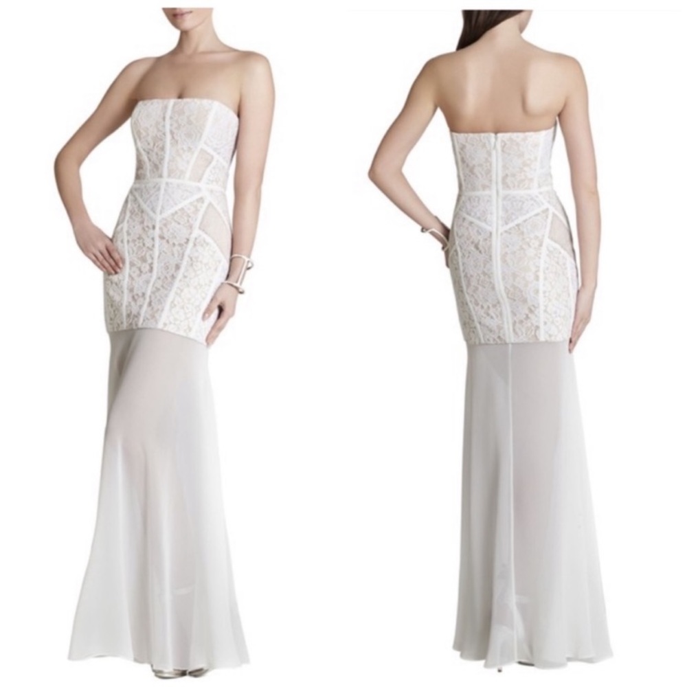 BCBG formal white gown